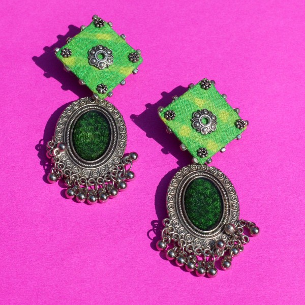 Lime Leheriya Monochrome Earrings